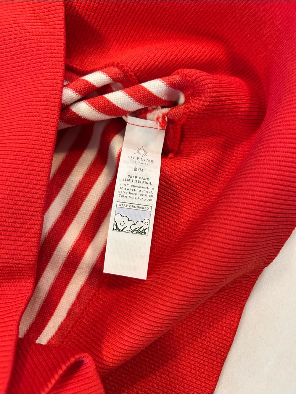 aerie Offline Red & White Striped Short Sleeve Crop Tee - Picture 5 of 6